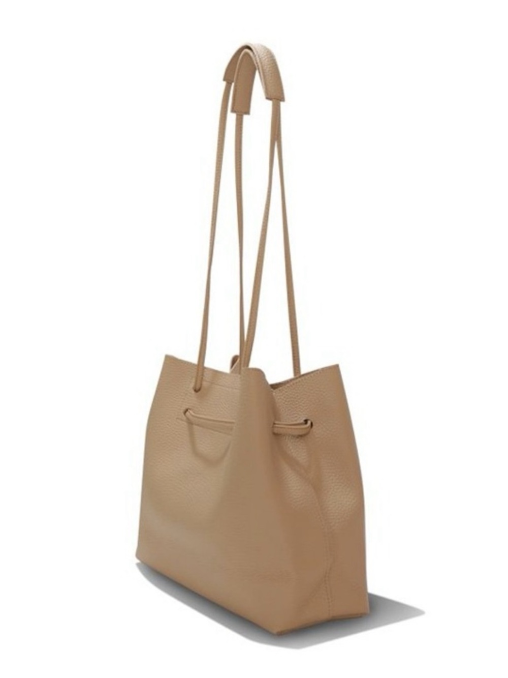 8 OTHER REASONS Tan Leather Drawstring Slouch Tote Bag
